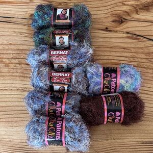 Patons and Bernat Eyelash Yarn Bundle Lot of 8